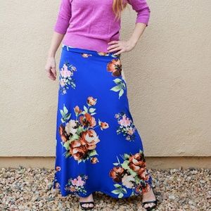 SALE - NWT Royal Blue Floral Maxi Skirt